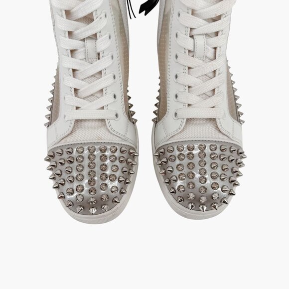Christian Louboutin Sosoxy Spike Donna Sneakers Size 37 US 7 Mesh High Top White - Picture 4 of 15